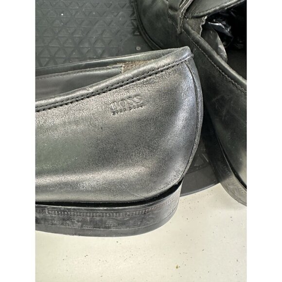 HUGO BOSS Men Size 8 Vero Cuoio Black Leather Horsebit Slip On Loafers Shoes main image 9